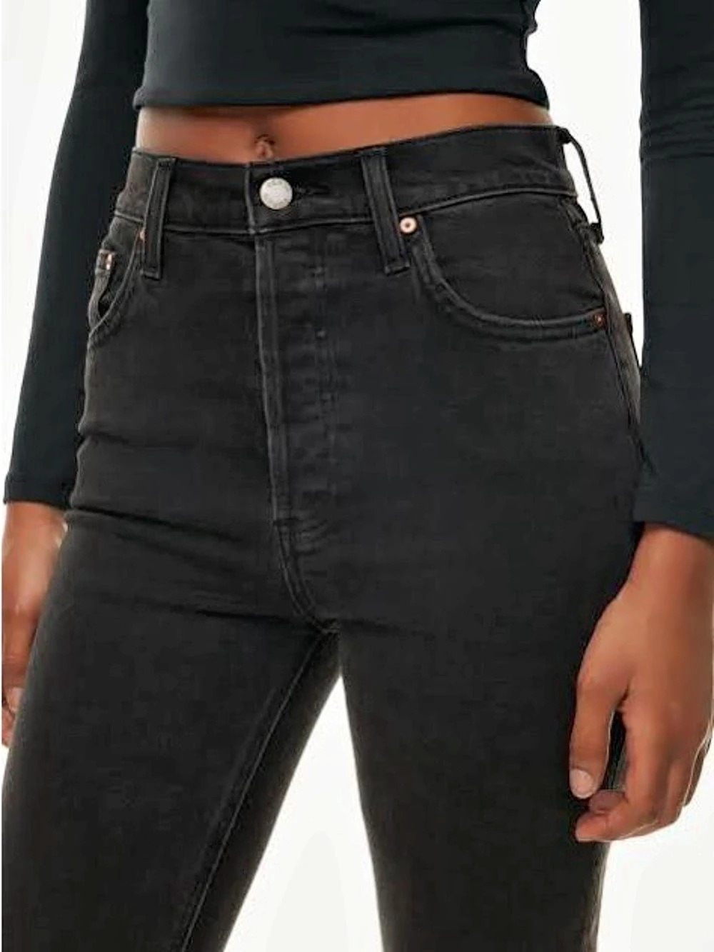 Denim Forum The Yoko High Rise Slim Black Jeans Waist 25